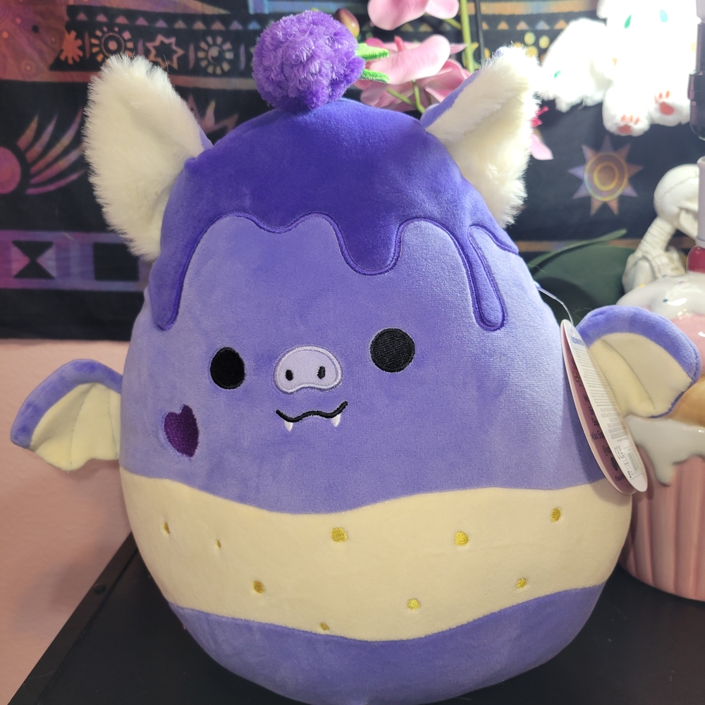 Squishmallow Blackberry Cheesecake Bat Finklestein 10in Plush
